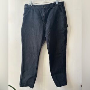 Carhartt B111 flannel lined pants in black canvas 38 x 32, minor distressing